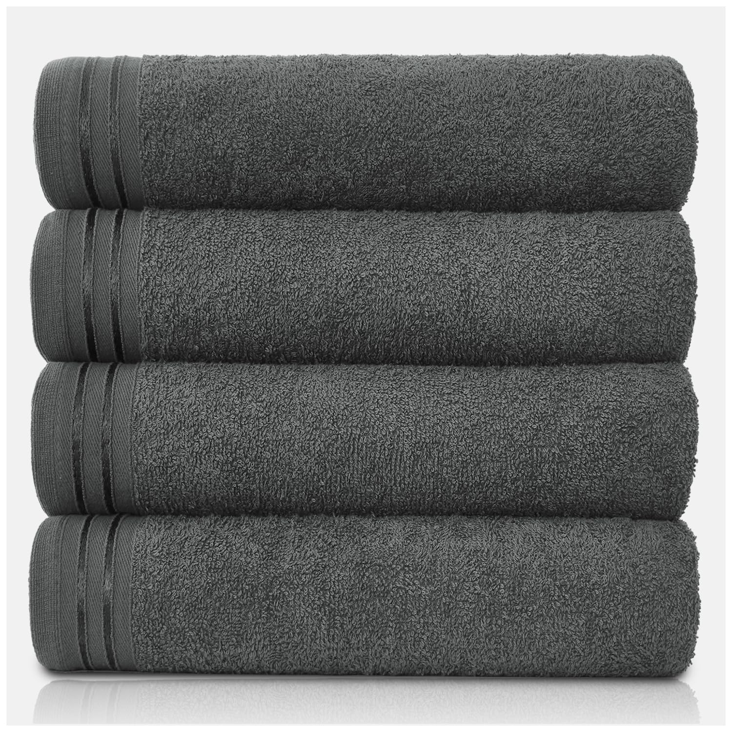 Large Towels Bath Sheet - Highly Absorbent Egyptian Cotton Towel Set - 4 Pack Extra Soft Large Bath Towel Charcoal-Quick Dry Bath Sheets - 450 GSM Washable Towels, 75X135 Cm
