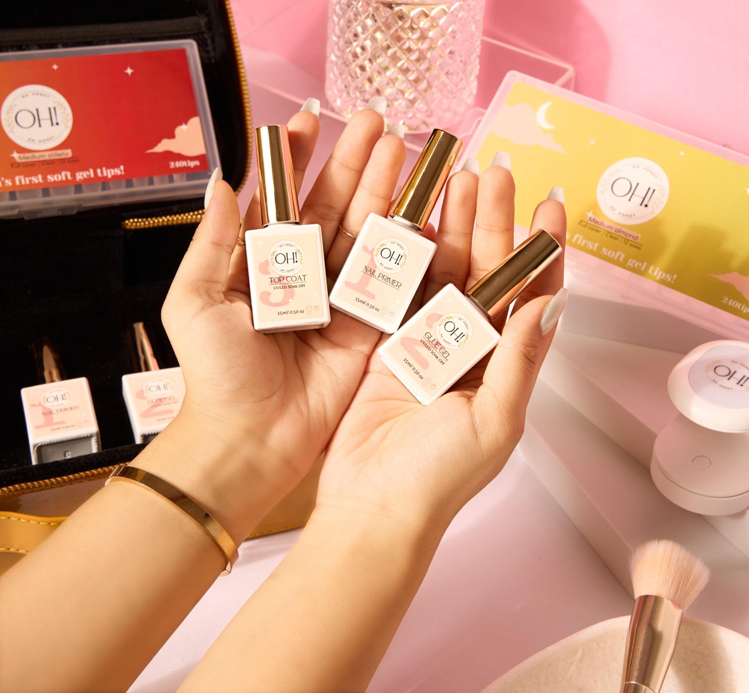 Nail essential Prep Bundle | Includes 3 products- Acid-free Primer,HEMA/ TPO-free Nail Gel Glue, No-wipe Top coat | Soak off removal technology |+21 day retention-image-37