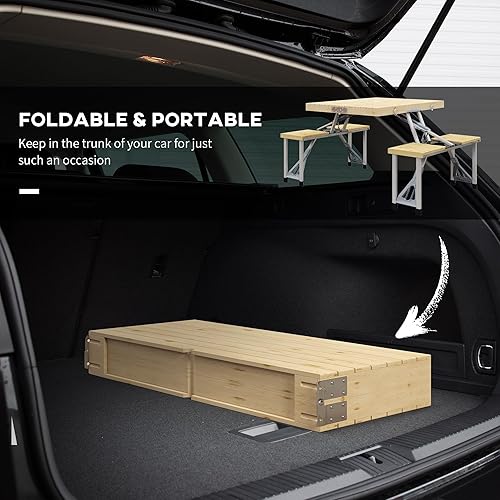 Miniatura 7 de Outsunny - Mesa de picnic ligera portátil y plegable con sillas integradas