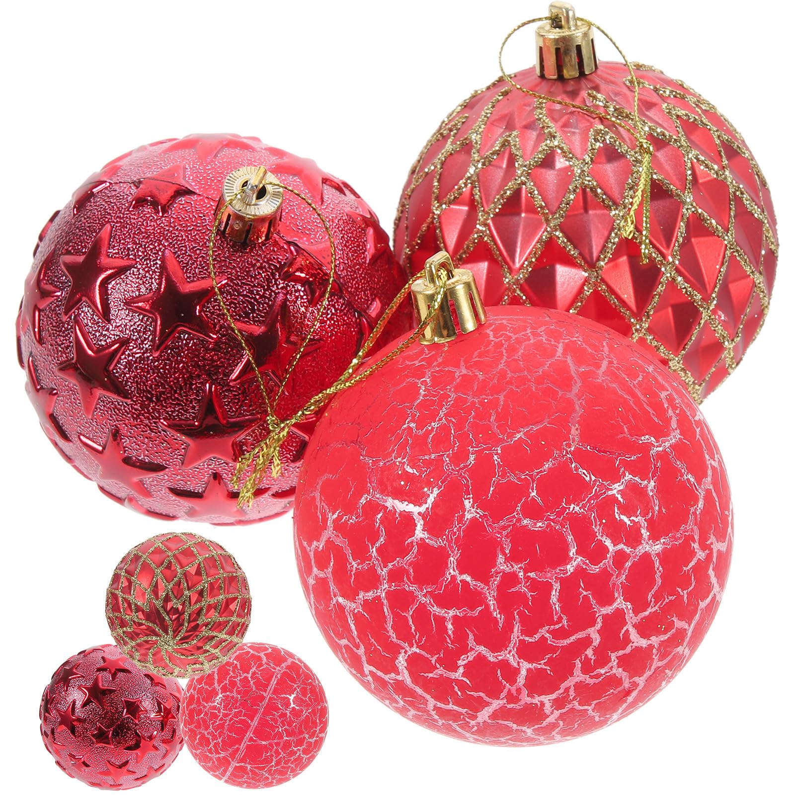 Didiseaon 36 Pezzi Palline di Natale Rosse in Plastica, Facili da Appendere | Decorazioni Classiche per Feste di Natale al Chiuso, Ornamento per Albero, Stile Tradizionale