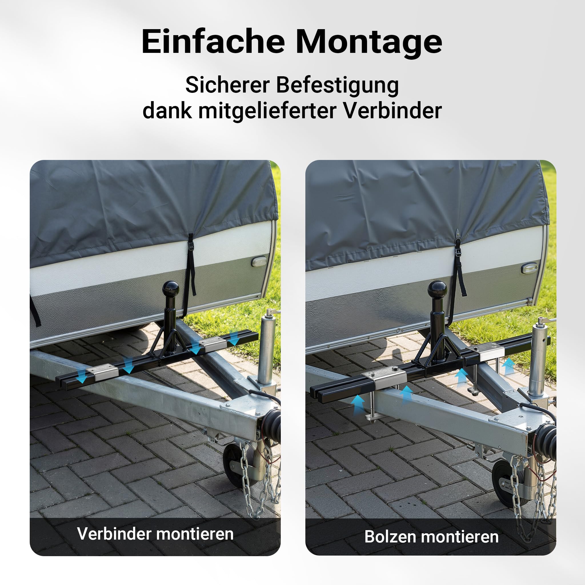 Wiltec Deichsel-Fahrradträger bis 80 kg aus Stahl, Adapter zur Fahrradträgermontage auf Deichsel für Anhänger und Wohnwagen