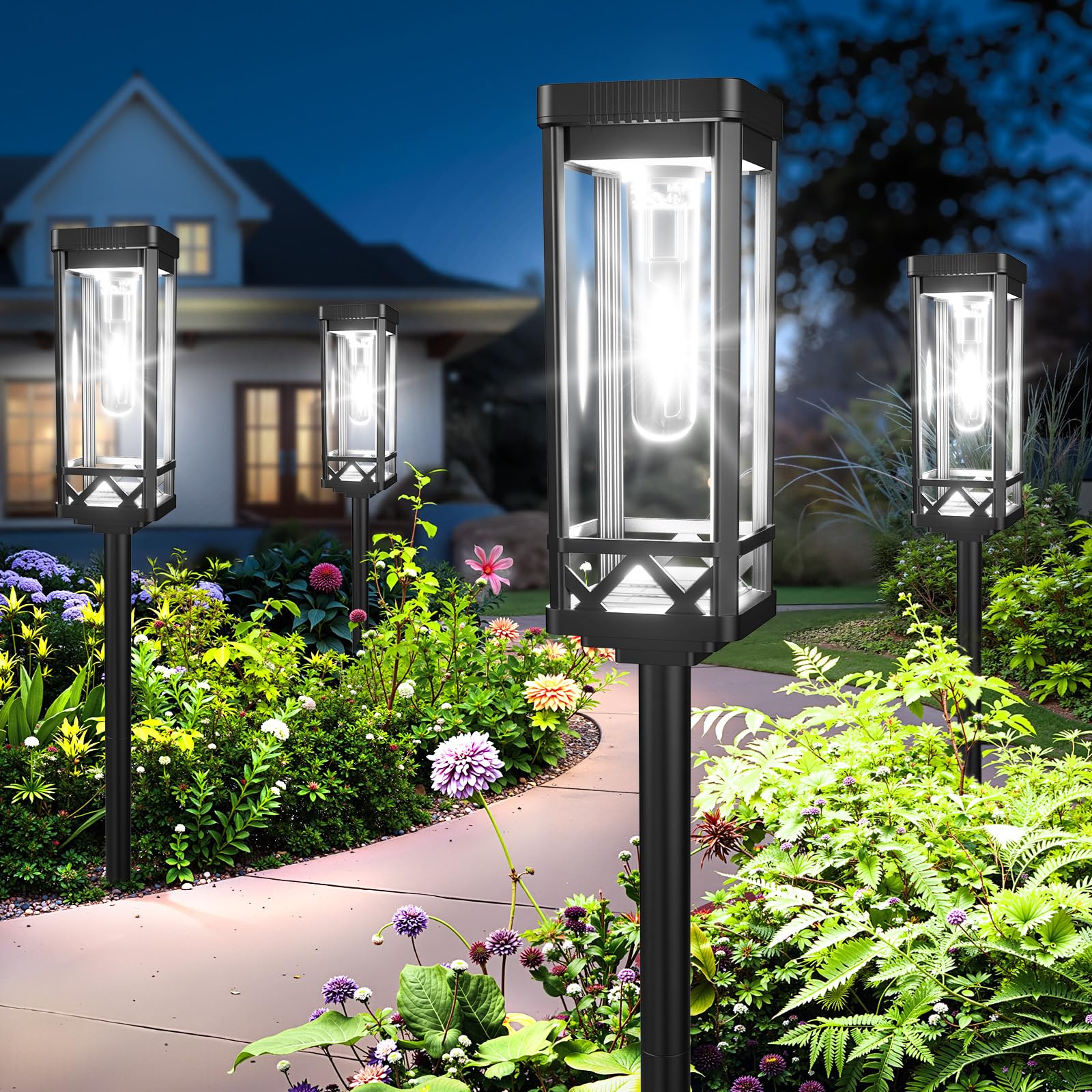 KOOPER Taller Solar Pathway Lights Outdoor, 8 Pack Upgraded