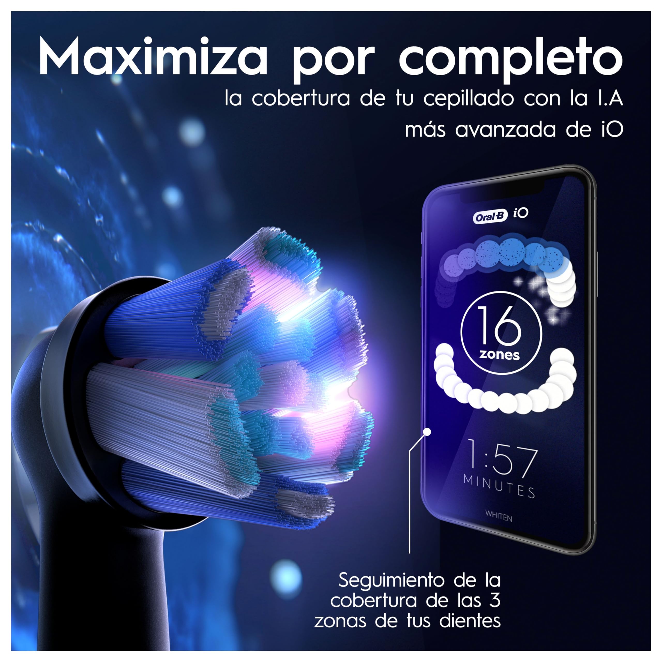 Oral-B iO 10 Cepillo de Dientes Eléctrico con 1 Cabezal, Negro - Cepillo Dental con 7 Modos de Cepillado, Sensor de Presión Y Carga Rápida, Estuche Cargador de Viaje, Diseñado por Braun