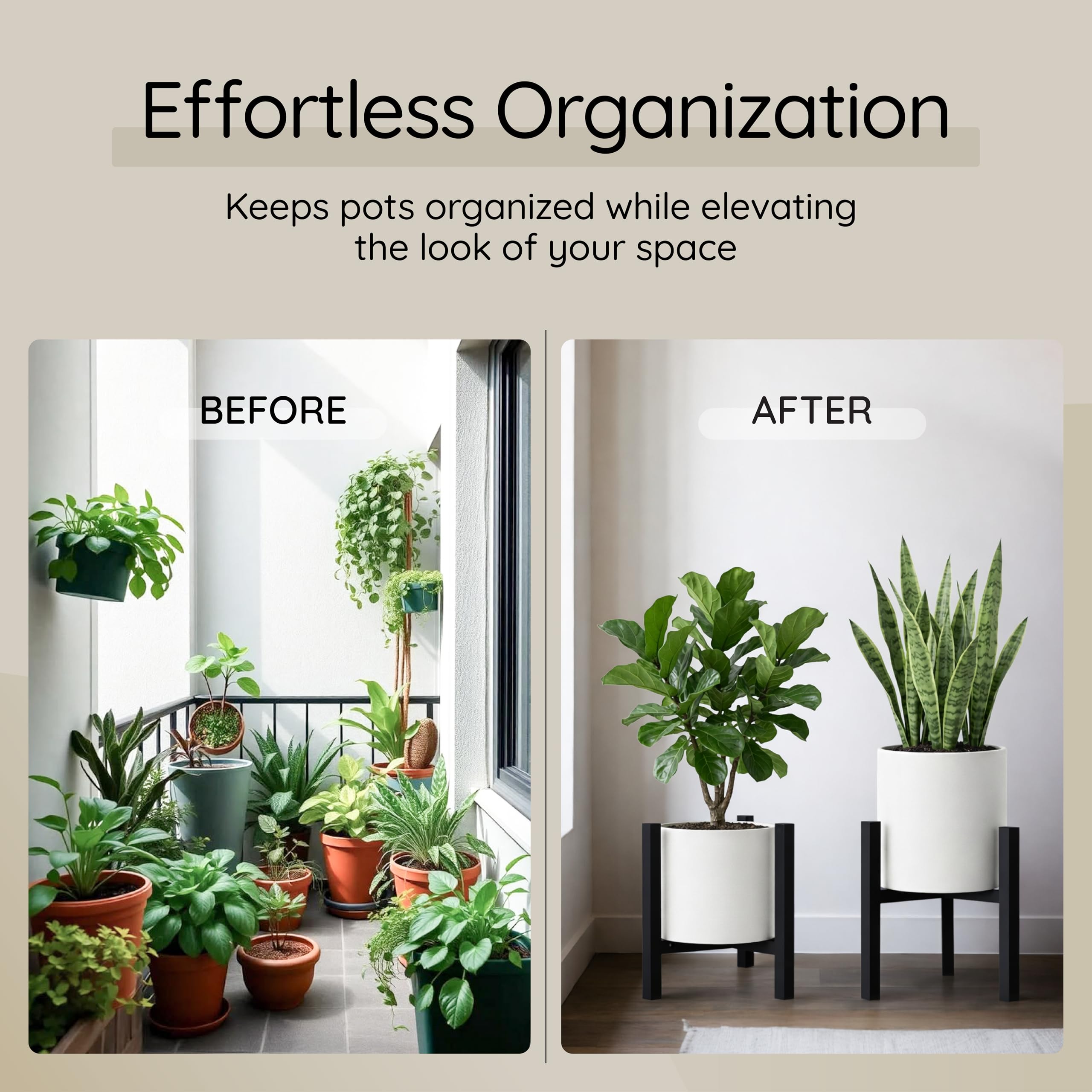 Robustt 3-Leg Plant Stand - Heavy Duty & Adjustable -7