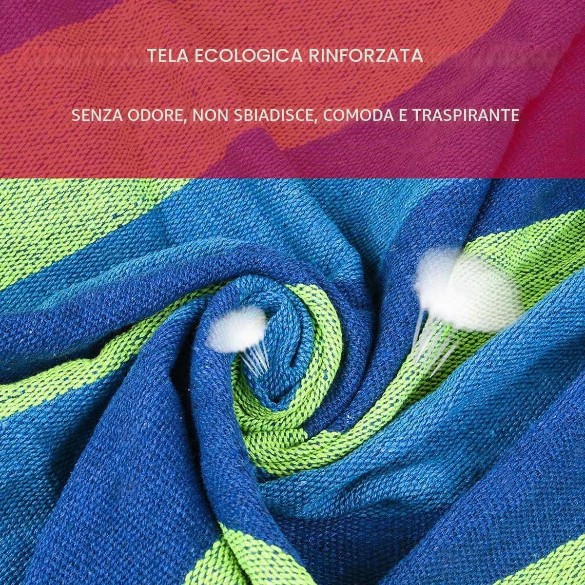 flintronic Amaca da Giardino, Amaca da Esterno per Giardino, Barre per la Diffusione, Massima capacità di Carico 300KG, Amache di Cotone per Esterno Campeggio Viaggio, 210 x 150CM, Blu