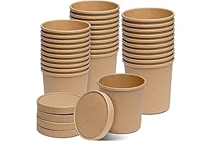 Comfy Package: Disposable Ice Cream Containers (25 Kraft Paper Food Containers with Vented Lids)