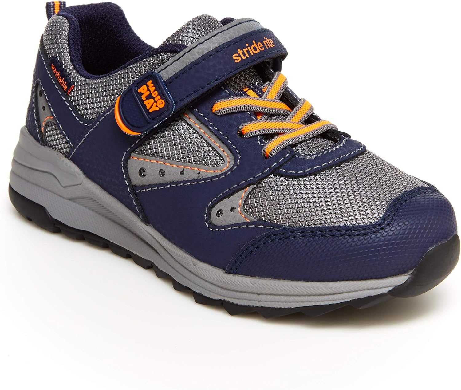 Stride Rite Baby-Boy's Made2Play Xander Athletic Sneaker, Navy, 4 W US Wide Big Kid