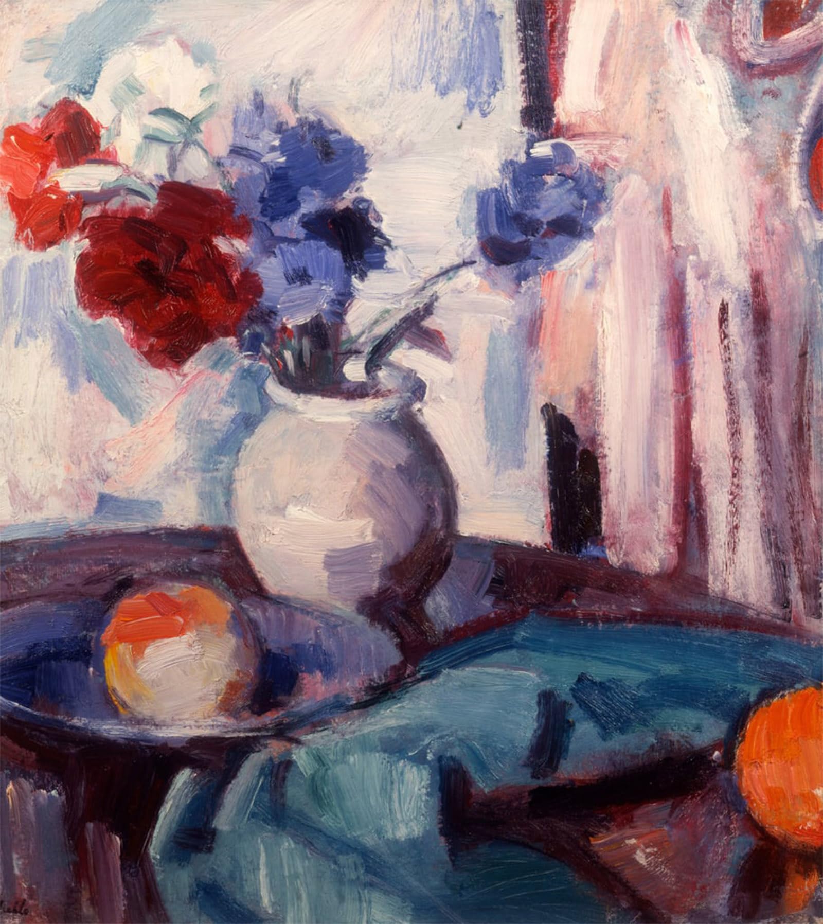ARTXLXXBN Famous Painting Canvas Artwork Graffiti Print Mixed Carnations and Cornflowers in a Pottery Vase by Samuel John Peploe Portrait Canvas Image for Home Decor 60x90cm