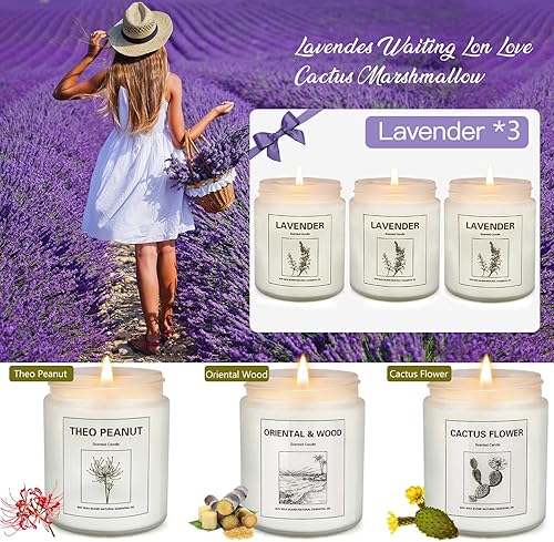 Miniatura 2 de Paquete de 6 velas perfumadas para el hogar vela de lavanda 426 onzas velas de cera de soja natural de larga duración 300 horas vela en tarro de