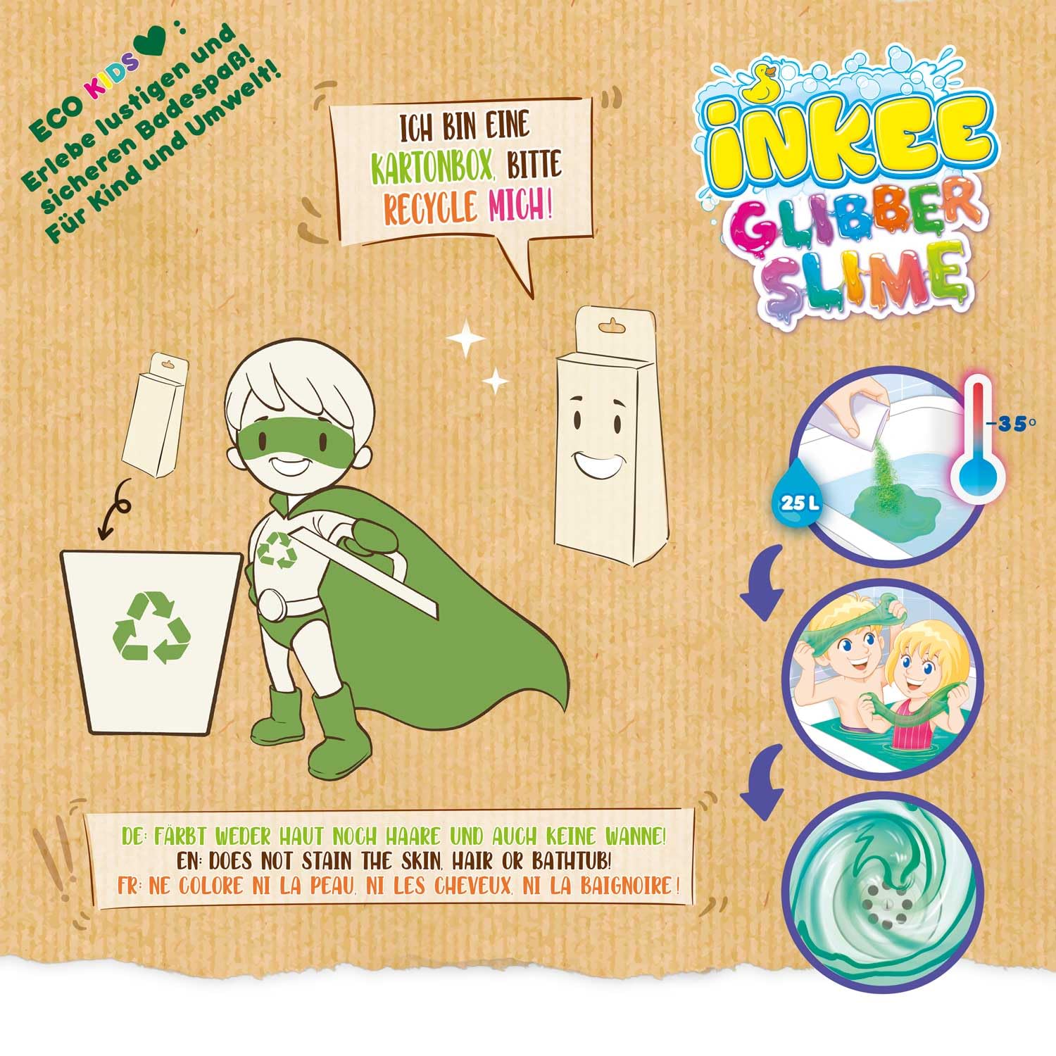 INKEE Slime de Bain Hippo Set de 10 | Poudre Slime Enfant pour Le Bain, Bain Gluant Bleu-Vert avec arôme de pêche,