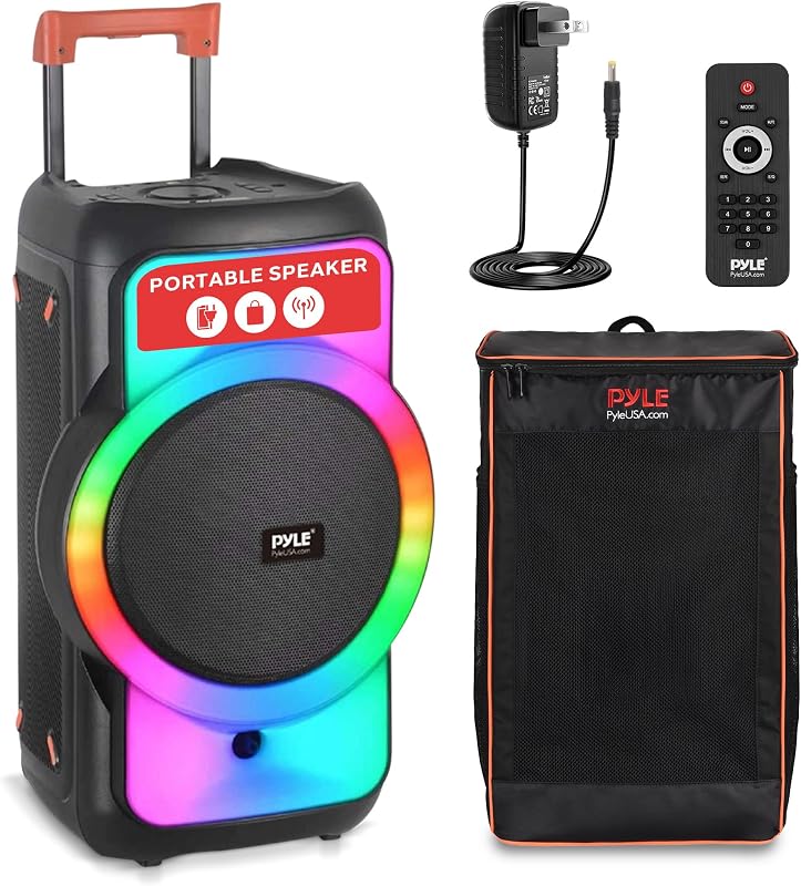 Bluetooth Party Speaker, 160W Bluetooth Party Box Speaker with True Wireless Stereo System, Powerful Bass and Clear Treble, Carry Bag, Tripod, TWS, FM Radio, USB, AUX and Mic Inputs, 15"x12"x24"