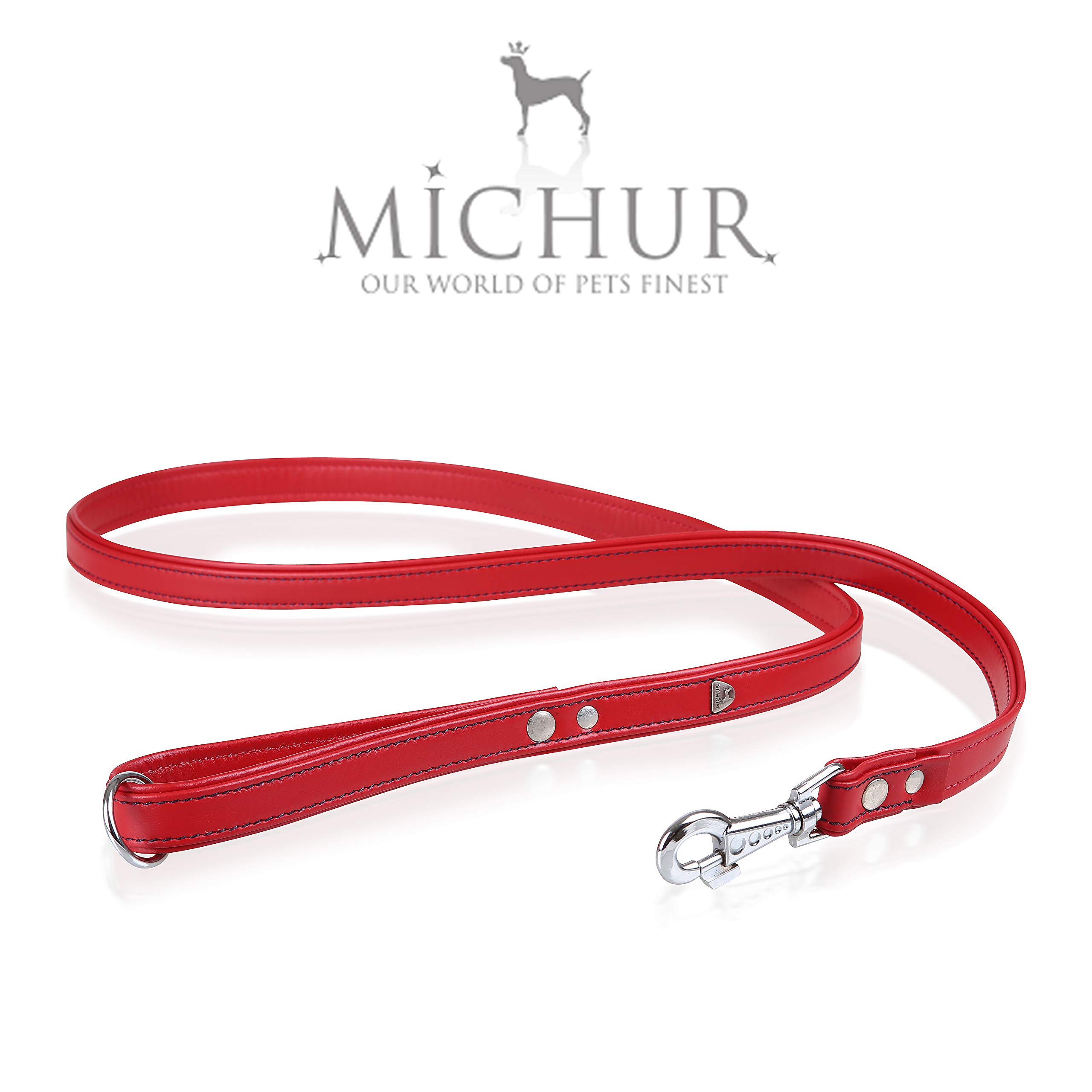MICHUR Classica Hundeleine, Leder, Rot | Lederleine Hund, Passend zum Halsband Classica, Rot, Leder