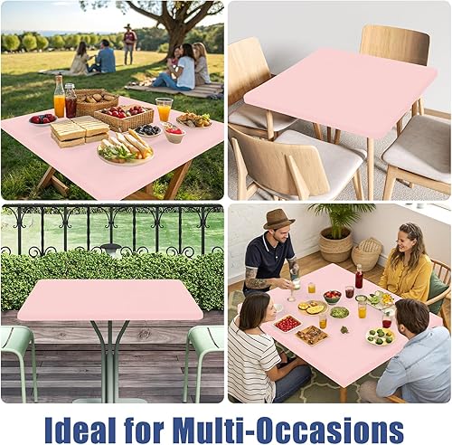 Miniatura 119 de Paquete de 4 manteles rectangulares de elastano de 6 pies, elásticos y ajustables para pícnic, elásticos y lavables para exteriores, campamentos