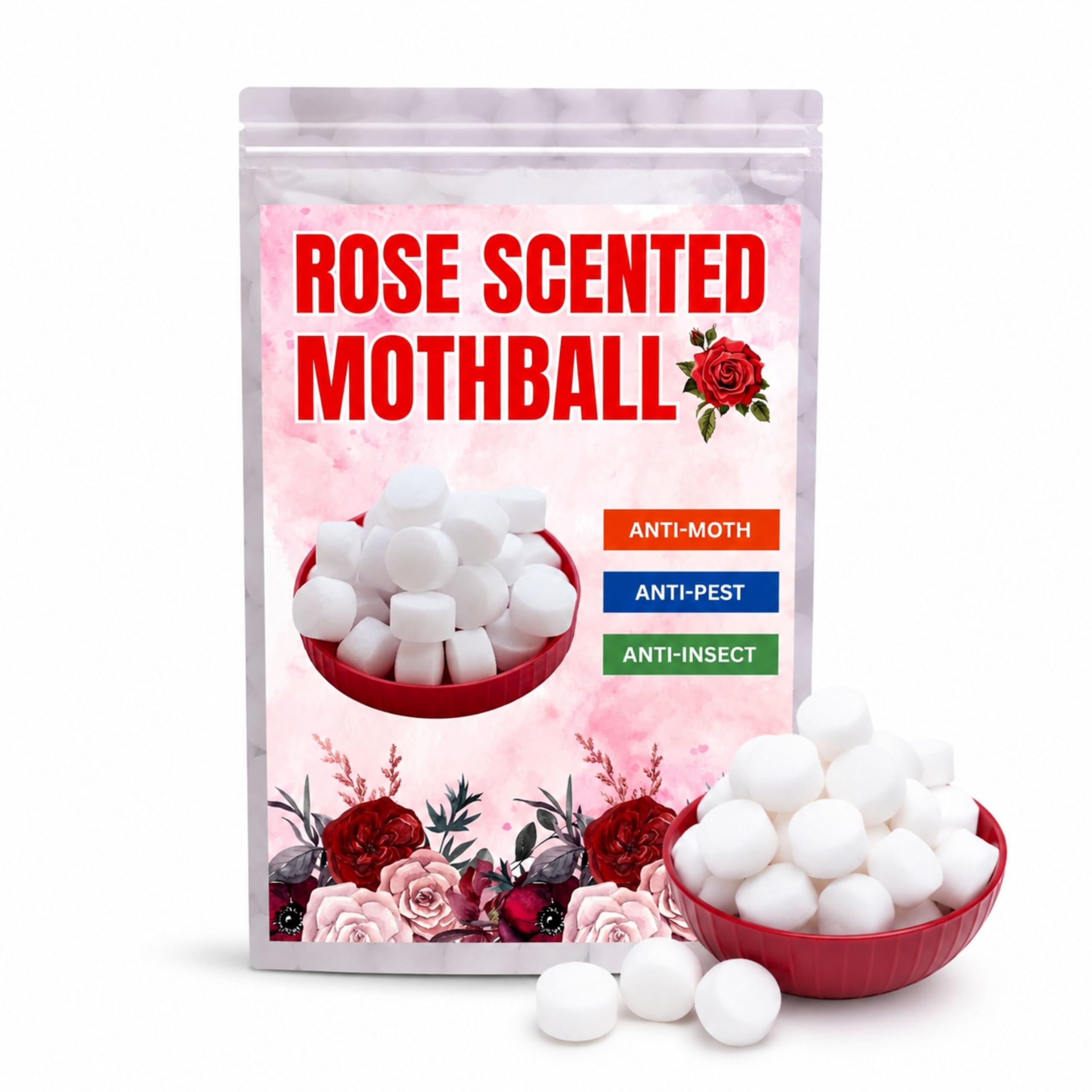 Elysian Rose Fragrance Naphthalene Balls 400 gm | Naphthalene Balls White Goli Stain-Free Insect Repellant Mothballs Sanitary Cubes for Commercial Use Cloth Wardrobe, Almirah – 1 Pack-image-33