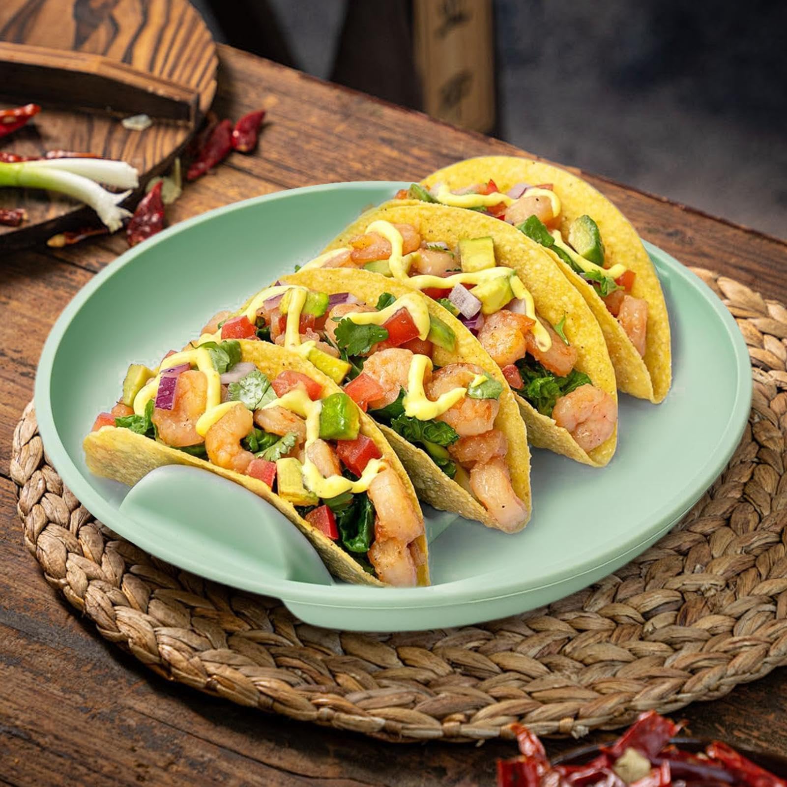 2 Supporti Per Taco In Silicone - Pieghevoli, Antiaderenti, Con Manico, Per Microonde E Forno