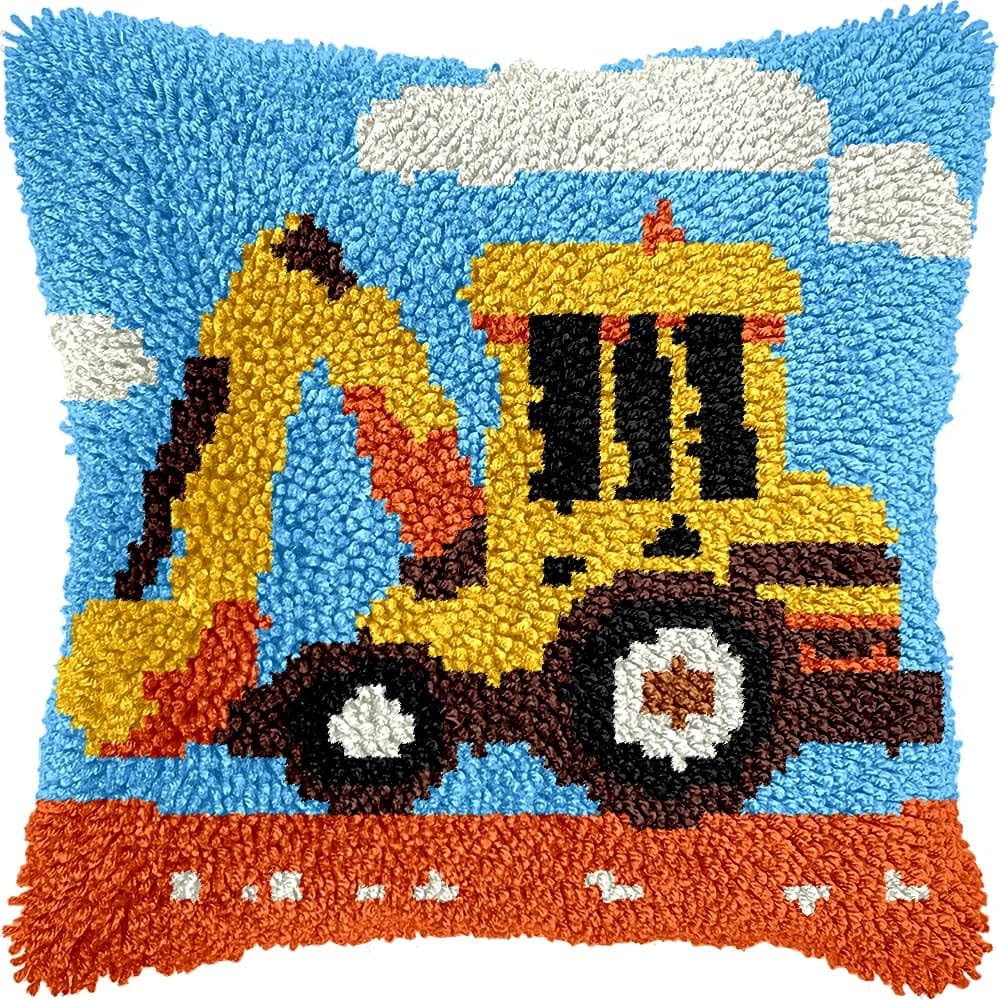 kitphoenix 3D Pillow Latch Hook Embroidery Kits Excavator