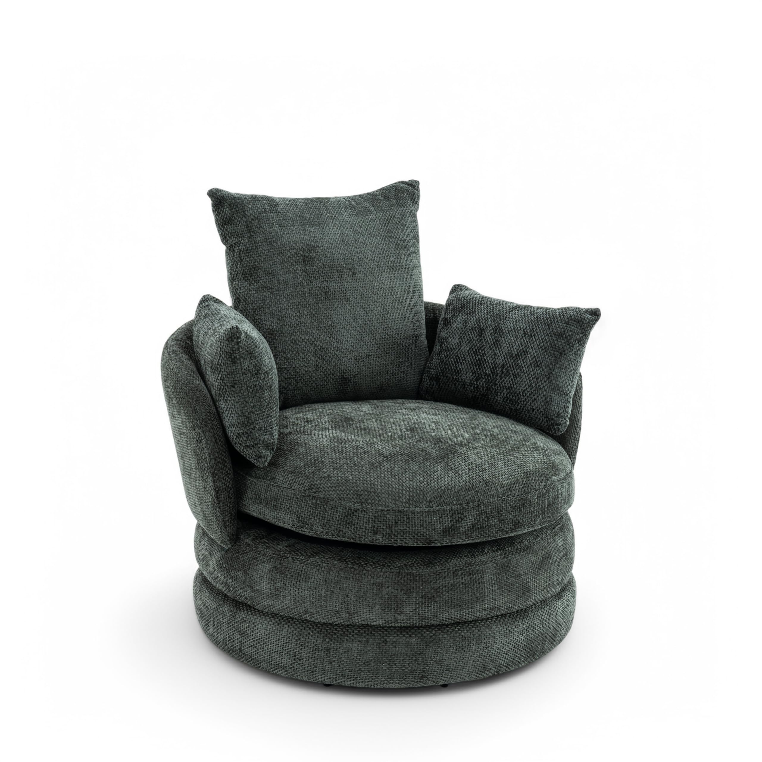 Chenille Dark Green Swivel Cuddle Seat – Snuggle Chairs for Adults, Fabric Snuggle Sofa, Swivel Accent Piece & Green Accent Chair for Living Room — image 1
