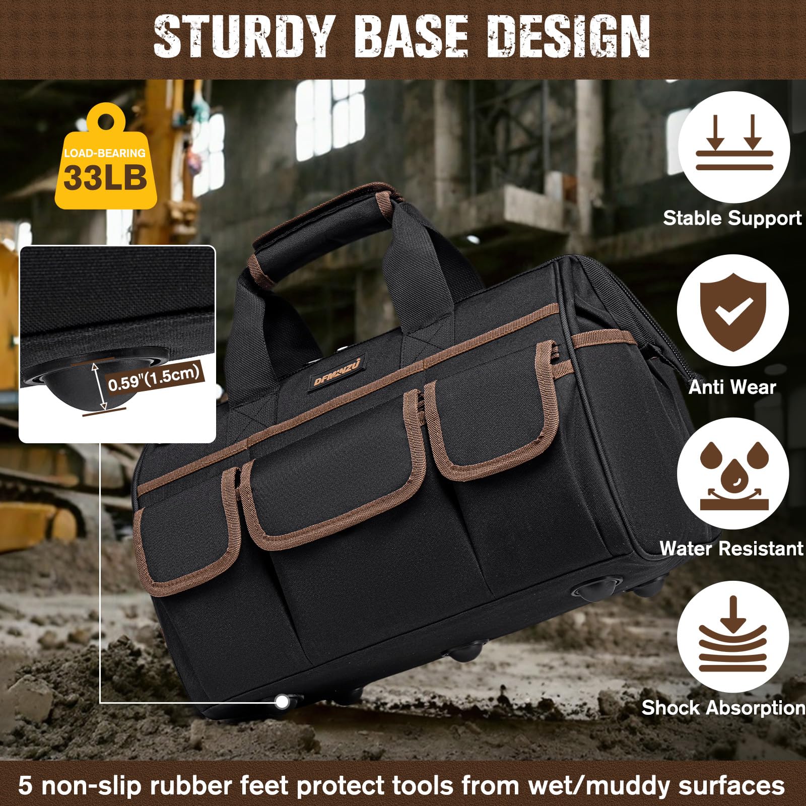 Borsa porta attrezzi da uomo, resistente, con 34 tasche, con tracolla regolabile, organizer portatile per elettricisti, meccanici, falegnami, lavoratori edili, HVAC