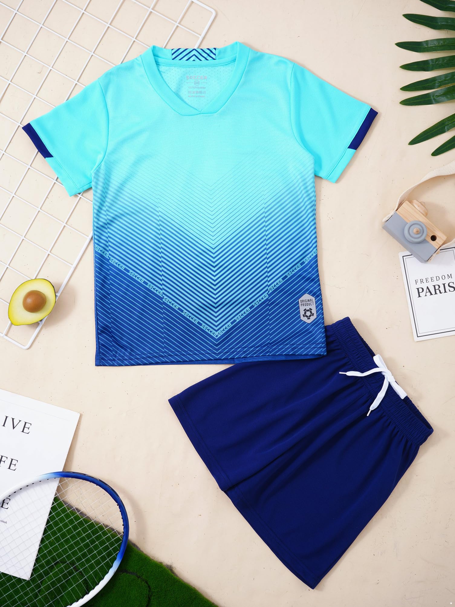 Aislor Kinder Sport Set Jungen Sport Kleidung Mädchen Zweiteiler Kurz Fußballuniform Loose Fit Trainingsanzug Kurze Ärmel Trikot Mit Shorts Sportanzug