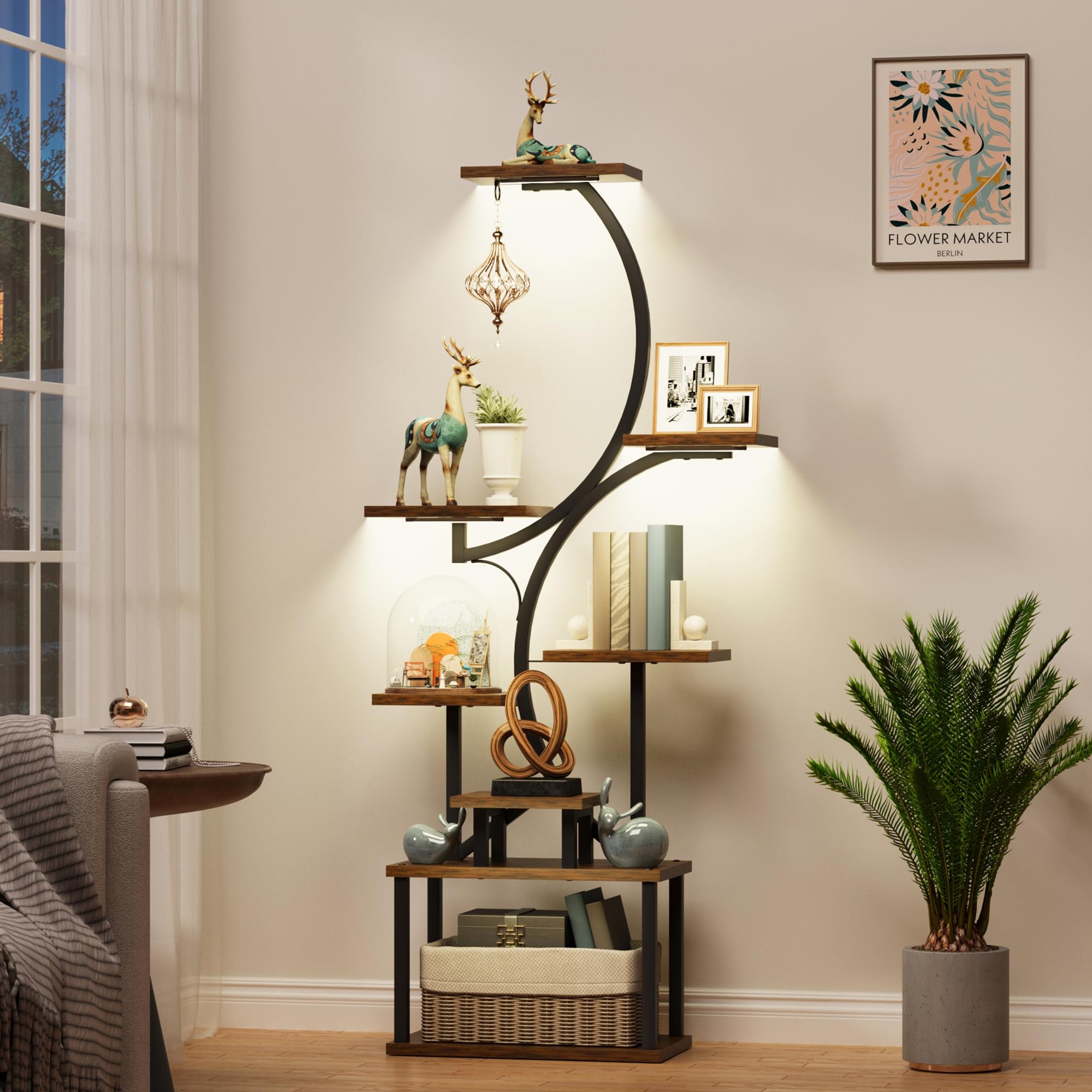 BECOKOME Bookshelf with Lights - 62