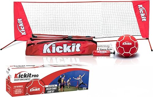 Kickit Juego de tenis de fútbol profesional, portátil de 12 pies de ancho x 3 pies de alto y pelota ligera suave, para jugar al aire libre,