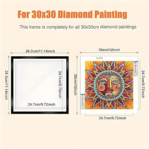 Miniatura 8 de Huacan Marcos de pintura de diamantes de 12 x 16 pulgadas  11.8 x 15.7 in, marco de arte magnético de diamante autoadhesivo (paquete de 4)