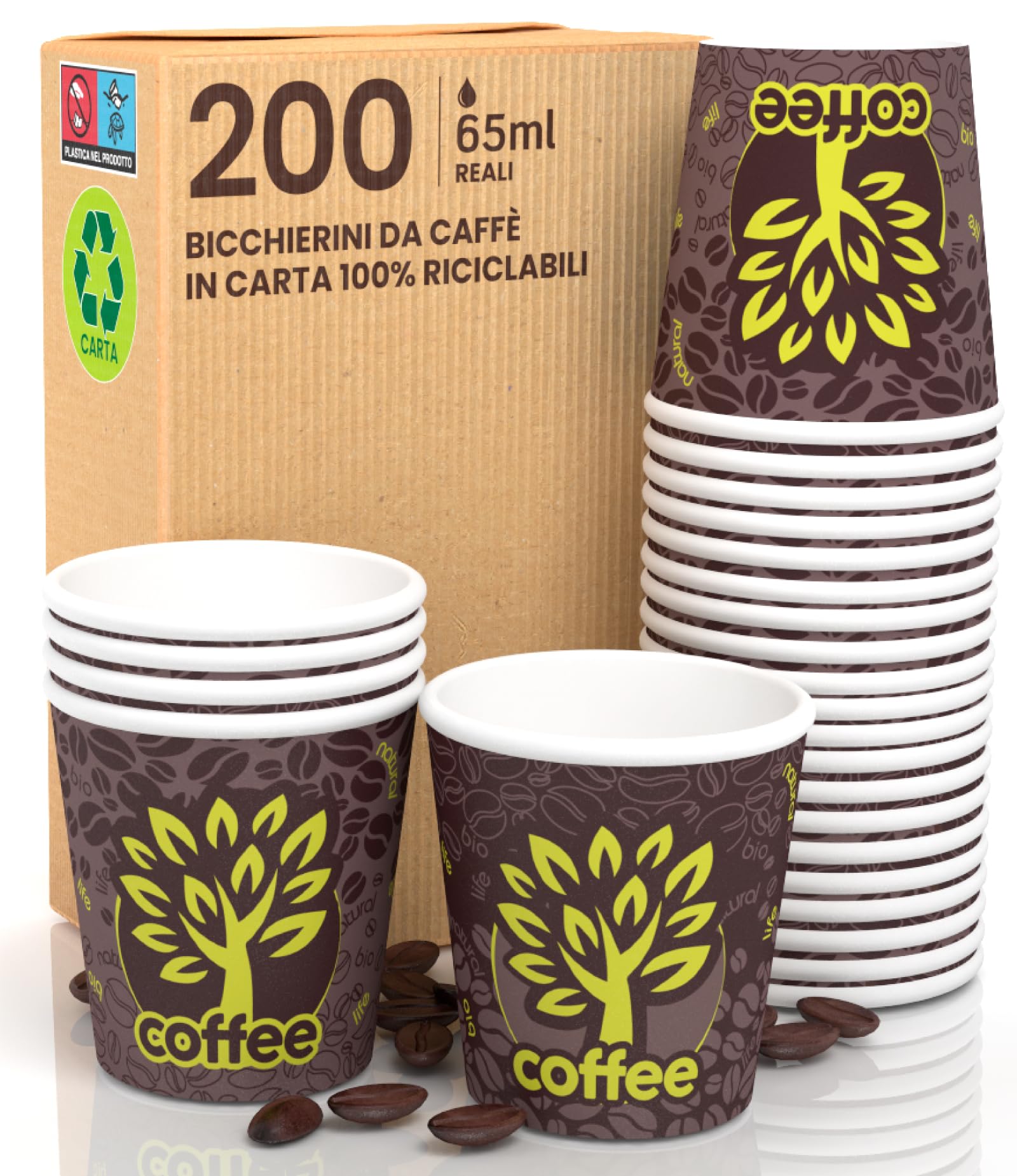200 Gobelets En Papier Pour Café Gobelets Jetables Écologiques De 65 Ml