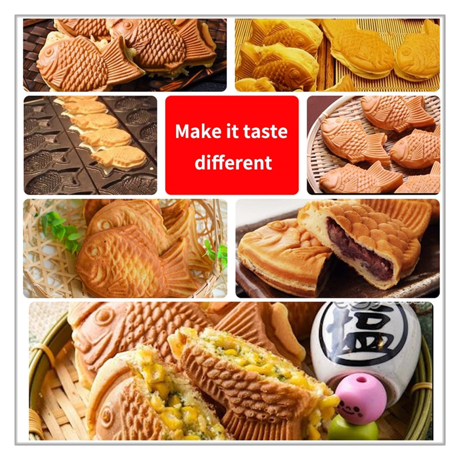 Máquina For Hacer Taiyaki Con Forma De Pescado, For Gofres, 6 Unidades, For Helados Y, 3000 W, Sartén Antiadherente DistribucióN Uniforme Del Calor