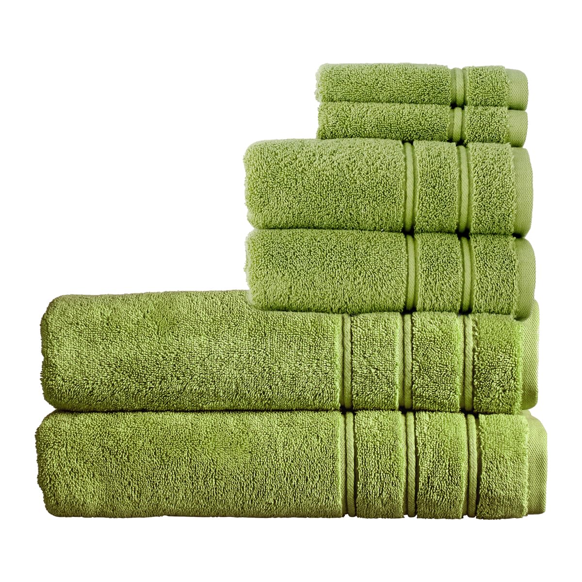 Christy Fern Antalya Bath Sheets Set | 6 Piece | 100% Turkish Cotton | 600Gsm | Soft Plush Luxury Towel Set | 2 Bath Sheets 2 Hand Towels 2 Face Cloths | Quick Dry | Green