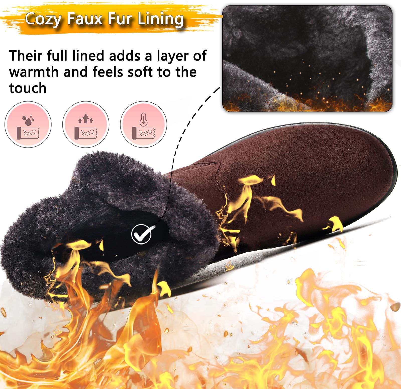 Vunavueya Stivali Donna Invernali Scarpe Stivaletti da Neve con Imbottitura Calda Stivali alla Caviglia Caldi Boots Scarpe 35-41.5