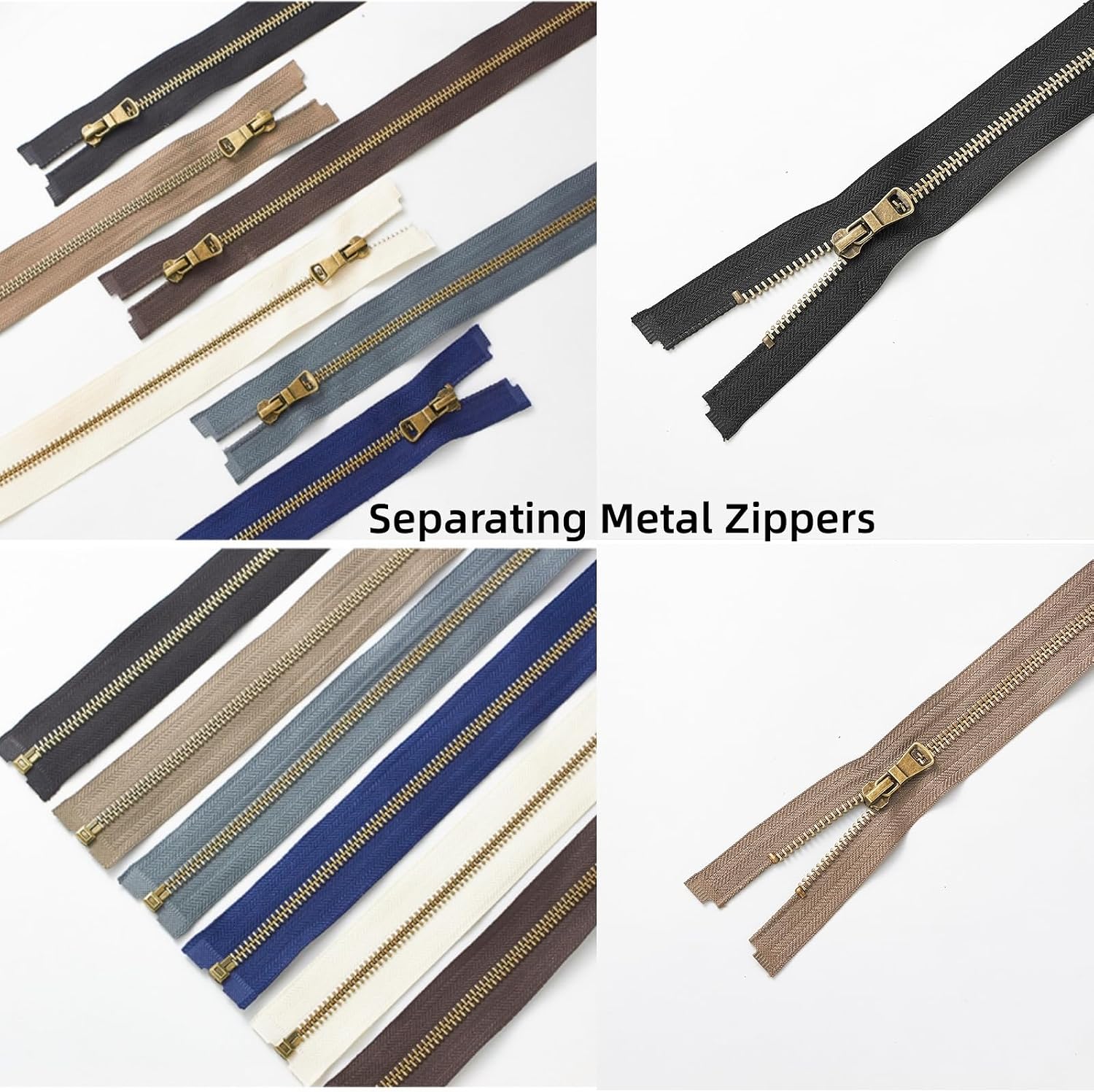 Wonesifee Metal Zippers 6pcs #5 Separating Zippers Antique Brass Y-Teeth Heavy Duty zips for Sewing Clothing Down Jacket Outerwear Coat Parka Crafts DIY 6Colors (50cm/20inch) 20"