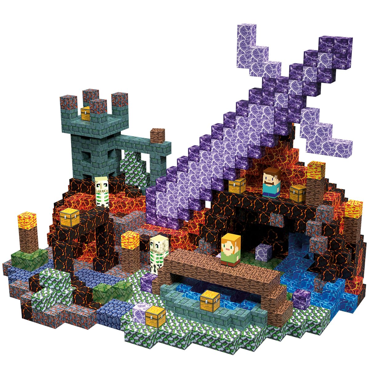 213 PCS Magnetic Blocks Building Toys Set Sword Kids Blocks for Toddler Boys Girls 3+, STEM Sensory Magnetic Cubes Christmas Birthday Present Construction Building Toys