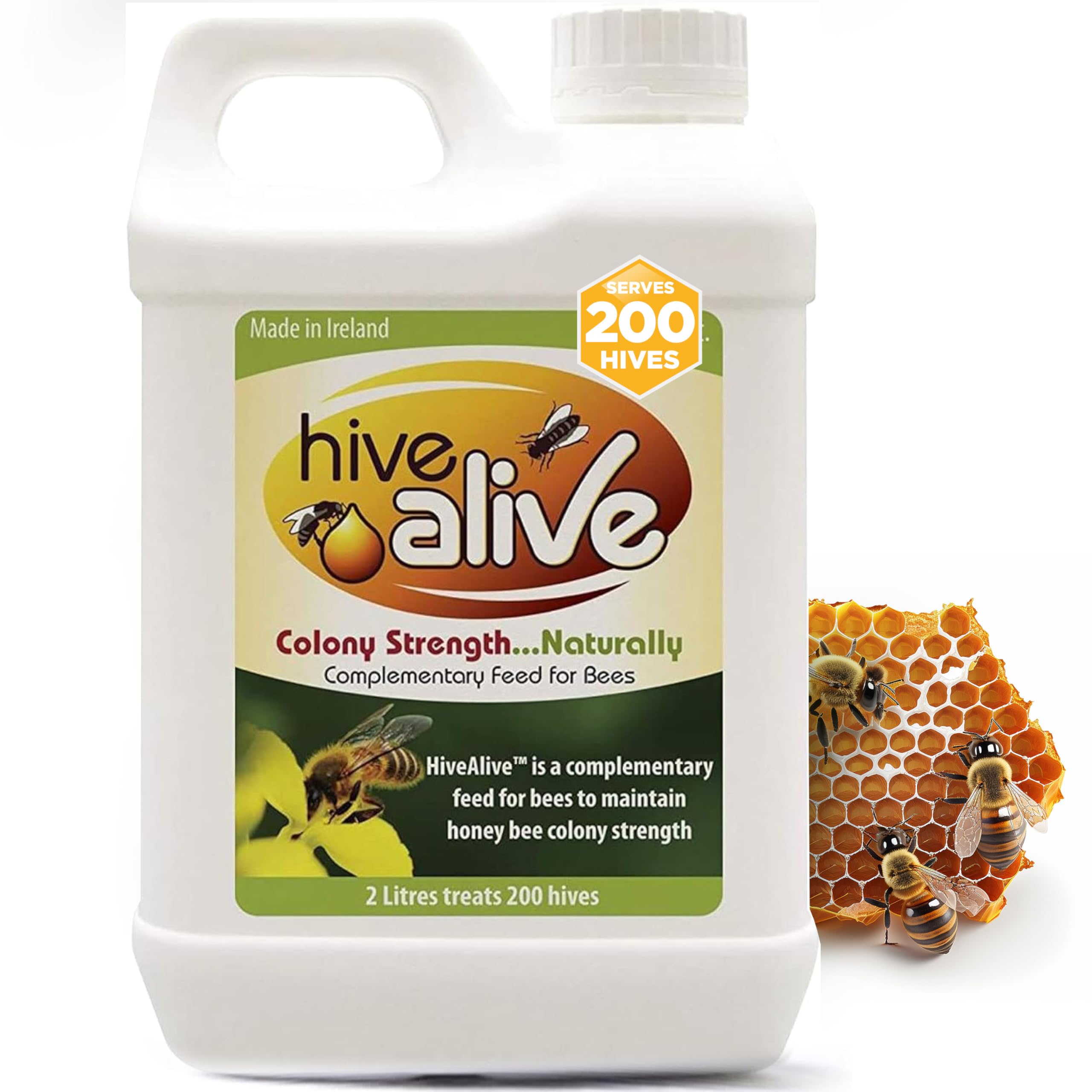 HIVE ALIVE Bee Feed Supplement - Beekeeping Fall Spring Feeding Enhancer – Lowers Winter Mortality, Boost Gut Health, Colony Size - (2L, 200 Hives)