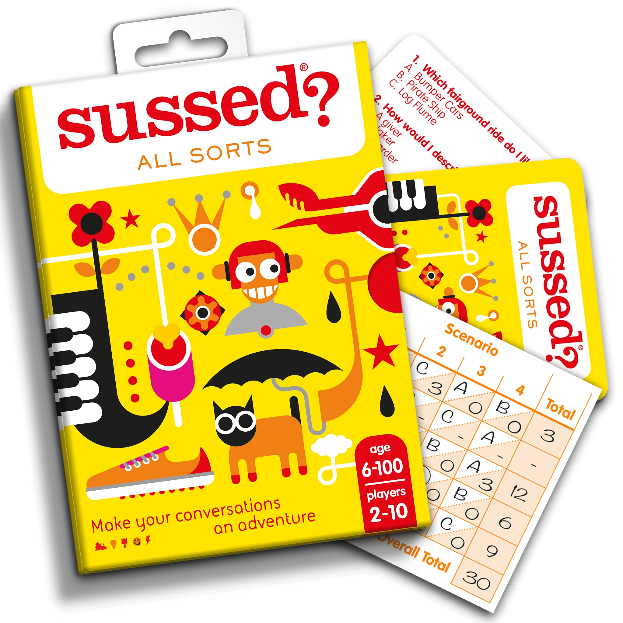 Amazon.com: SUSSED Wacky Conversation Starters | Card Game for Kids, Teens,  Adults | Family-Friendly | Hilarious Yellow Version (with Scoresheets) :  Toys & Games