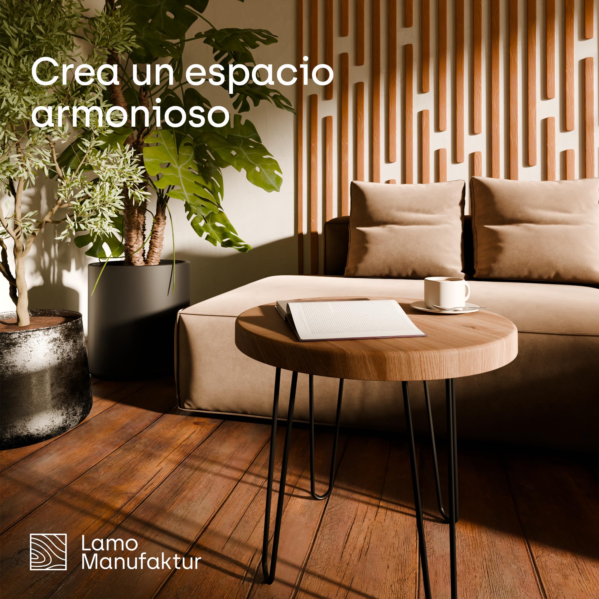 LAMO Manufaktur Tablero para Mesa Redonda 50 cm de Madera | Tablero para Mesa de salón, de café, mesilla de Noche | Grosor: 28 mm | Color: Oscuro