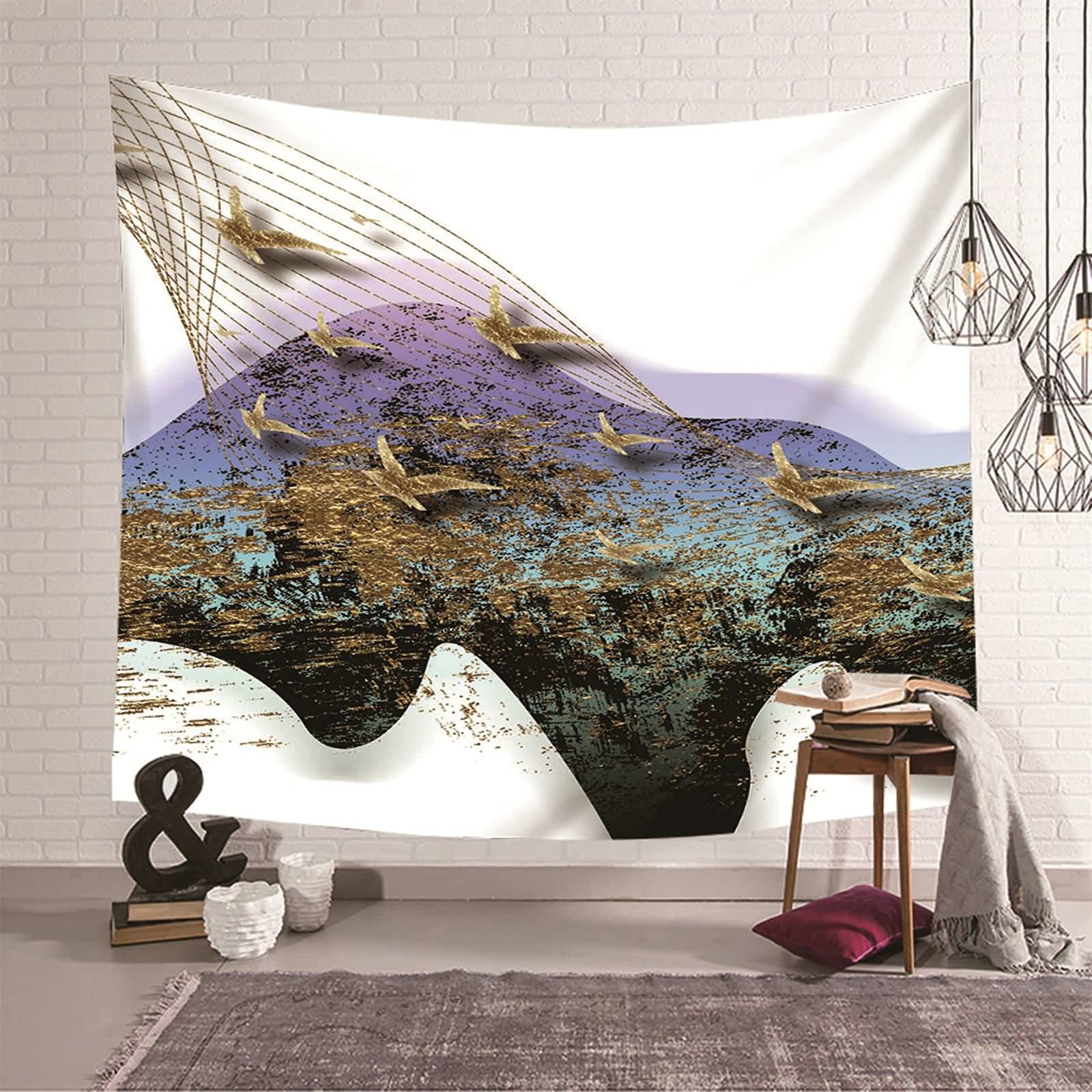 Tapiz de pared con montañas abstractas KnSam para crear un ambiente zen en casa