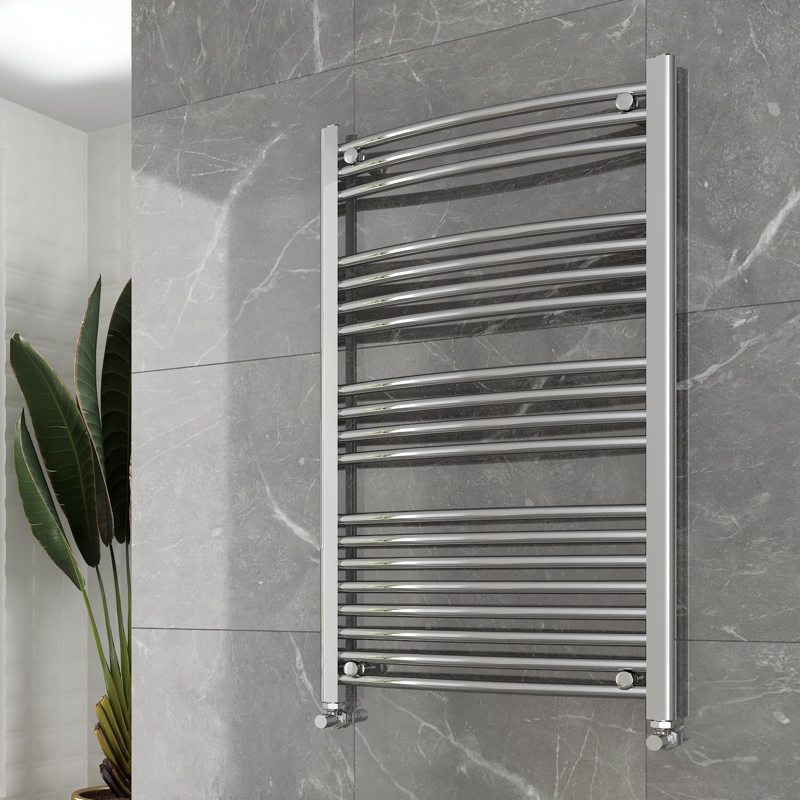 Nwt Direct Sparkling Chrome Curved Chrome Heated Towel Ladder Rail Bathroom Radiator 600Mm (W) X 1000Mm (H) - 2015 Btus