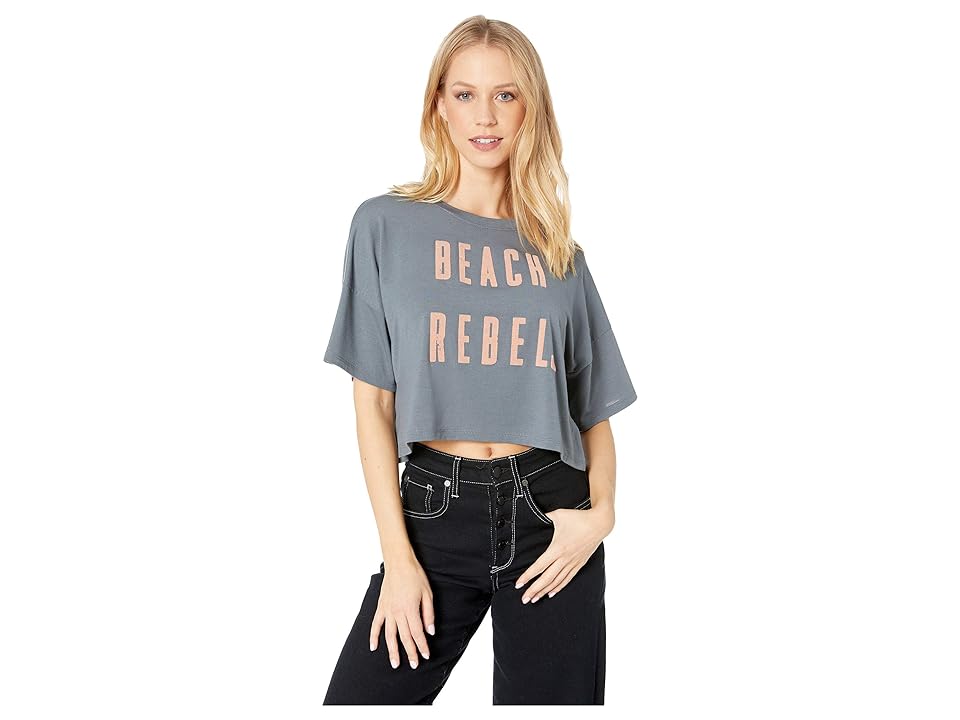 

Roxy Beach Rebel Cropped T-Shirt (Turbulence) Women's T Shirt, Gray