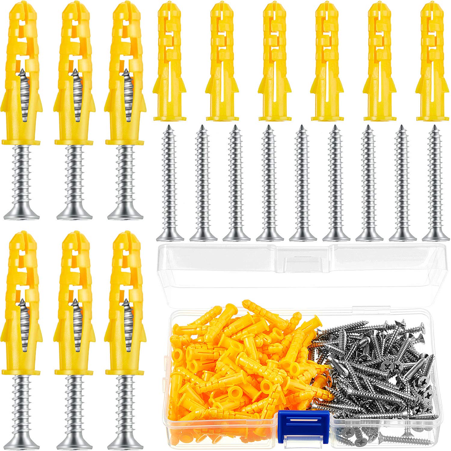 Exclusive Special 200 Pieces Wall Screw Assortment Kit, Wall Anchors with Screws Plastic Self Drilling Drywall Ribbed Drywall Anchors Self-Tapping Screws for Drywall Hanging and Mounting Holiday Deals 🛒 200 Pieces Wall Screw Assortment Kit, Wall Anchors with Screws Plastic Self Drilling Drywall Ribbed Drywall Anchors Self-Tapping Screws for Drywall Hanging and Mounting