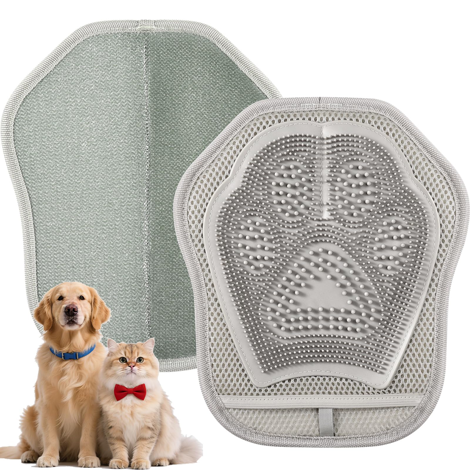 2-in-1 Pet Grooming Glove 2 Pack – Double-Sided Deshedding & Hair Remover
