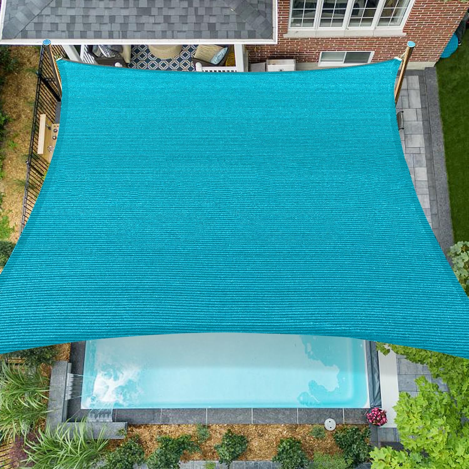12'x16' Sun Shade Sail Rectangle Outdoor UV Block Square Canopy Sunshade Cover for Backyard Porch Pergola Deck Garden Patio, Turquoise