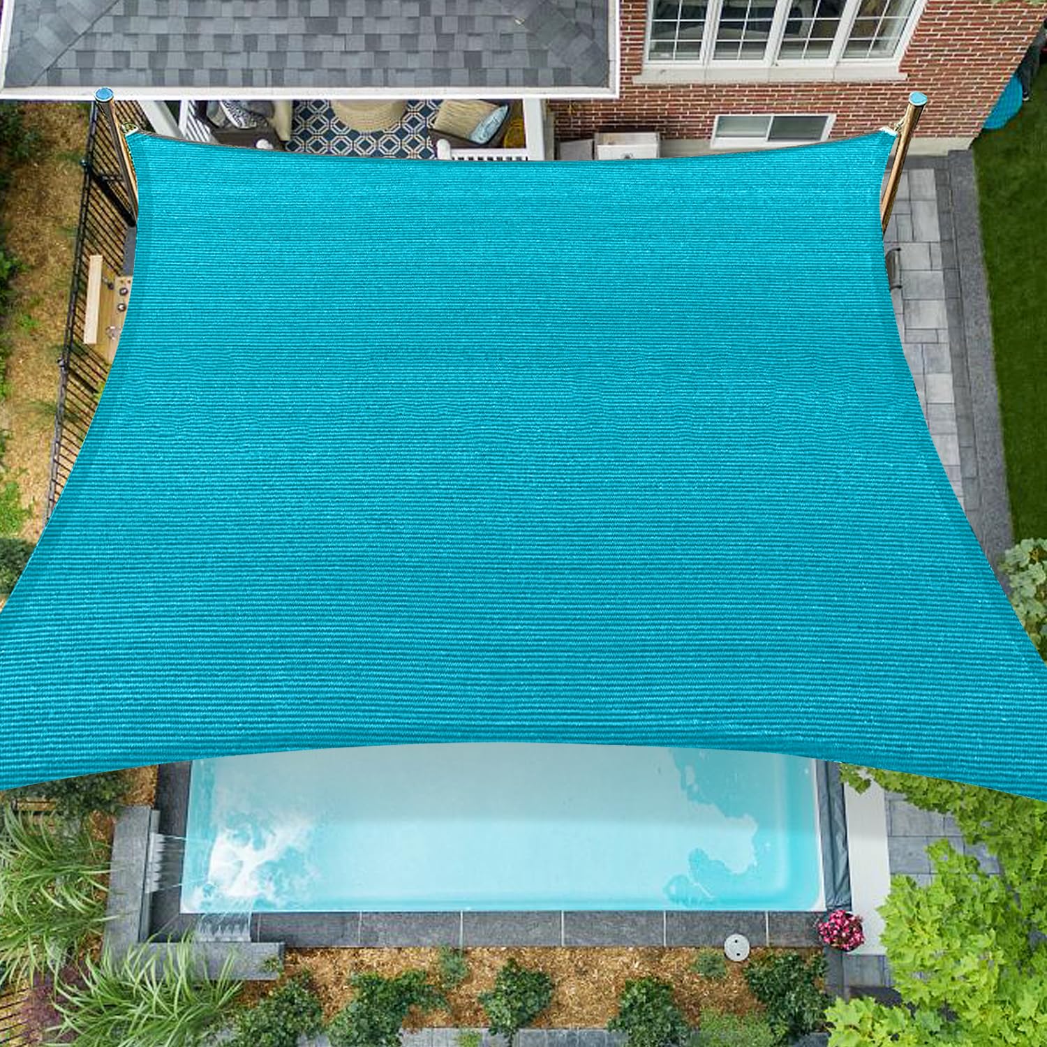 16'x20' sun shade sail rectangle outdoor uv block square canopy sunshade cover for backyard porch pergola deck garden patio, turquoise