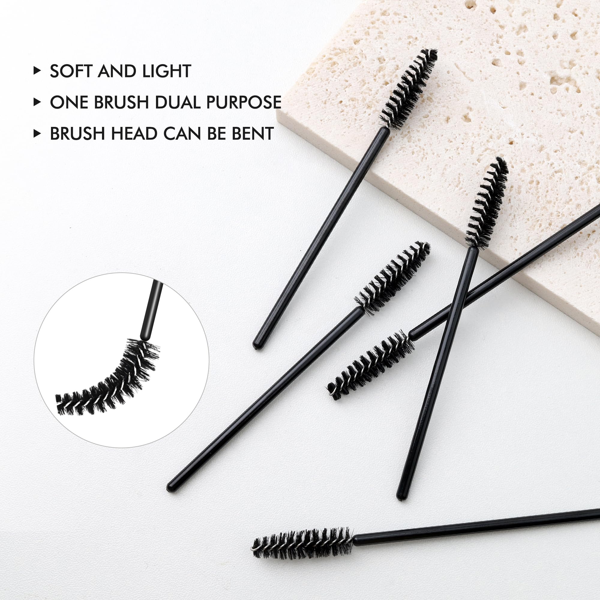 200 Pcs Brosse Cils Réutilisable et Lavable Goupillon Cils Micro Brosse pour Maquillage Extension Cil