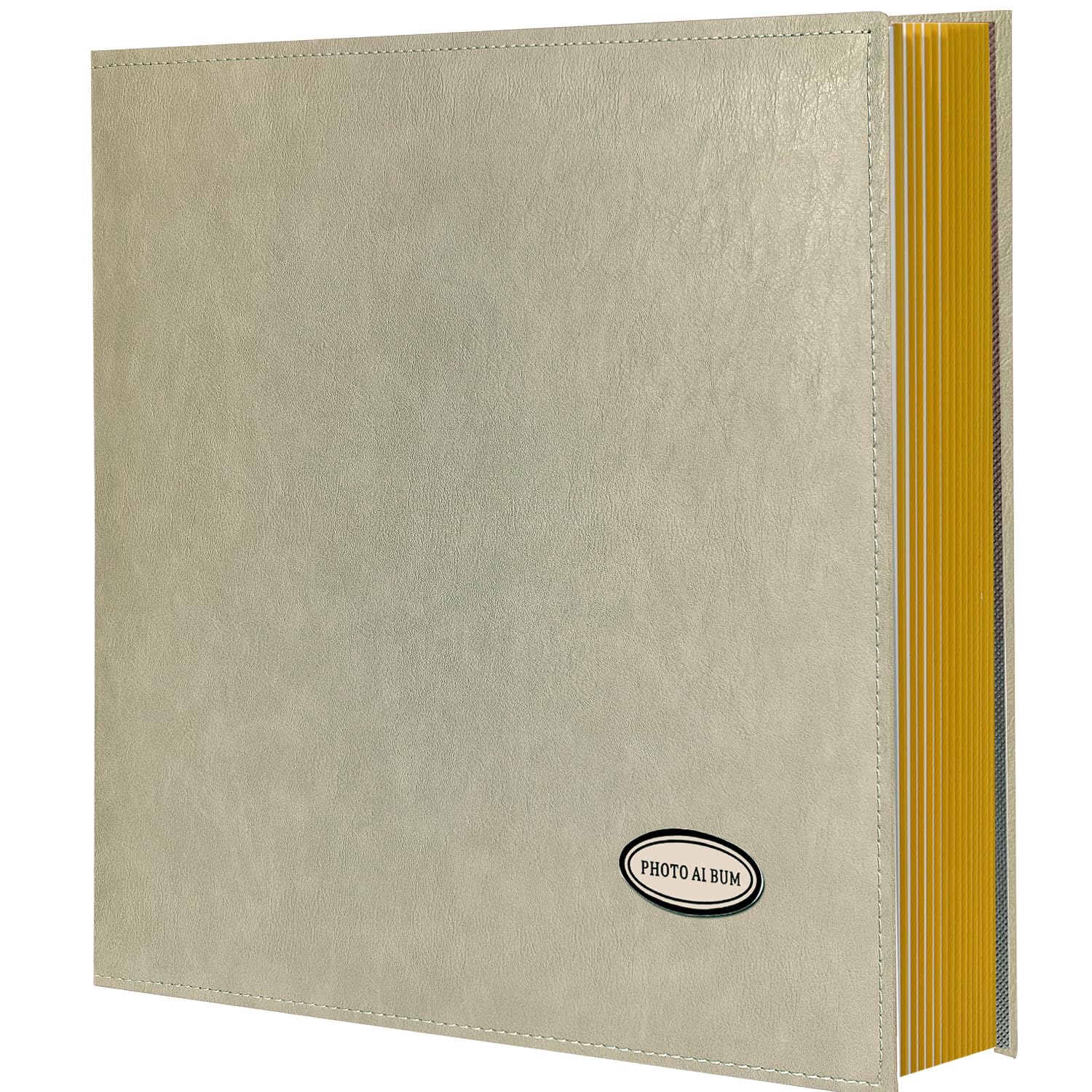 Self-Adhesive Photo Album, Dust-free, glue free and waterproof Scrapbook Album, Family album, Leather Cover, Hand Made DIY Albums Holds 3x5, 4x6, 5x7, 6x8,8x10 photos (Oatmeal, Large)