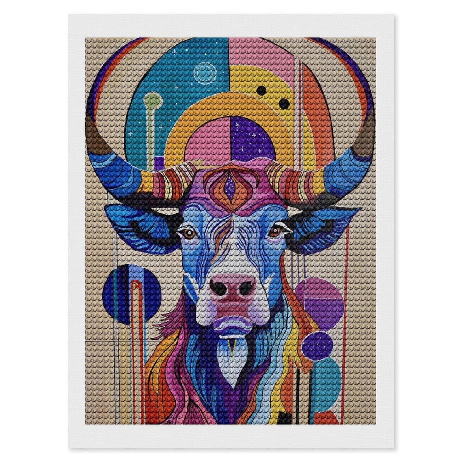 Junmoney Halo of Horns Diamond Art Canvas 12"x16", for Creative Relaxation, Simple to Start, Aesthetic Room Decor, Holiday Gift Idea