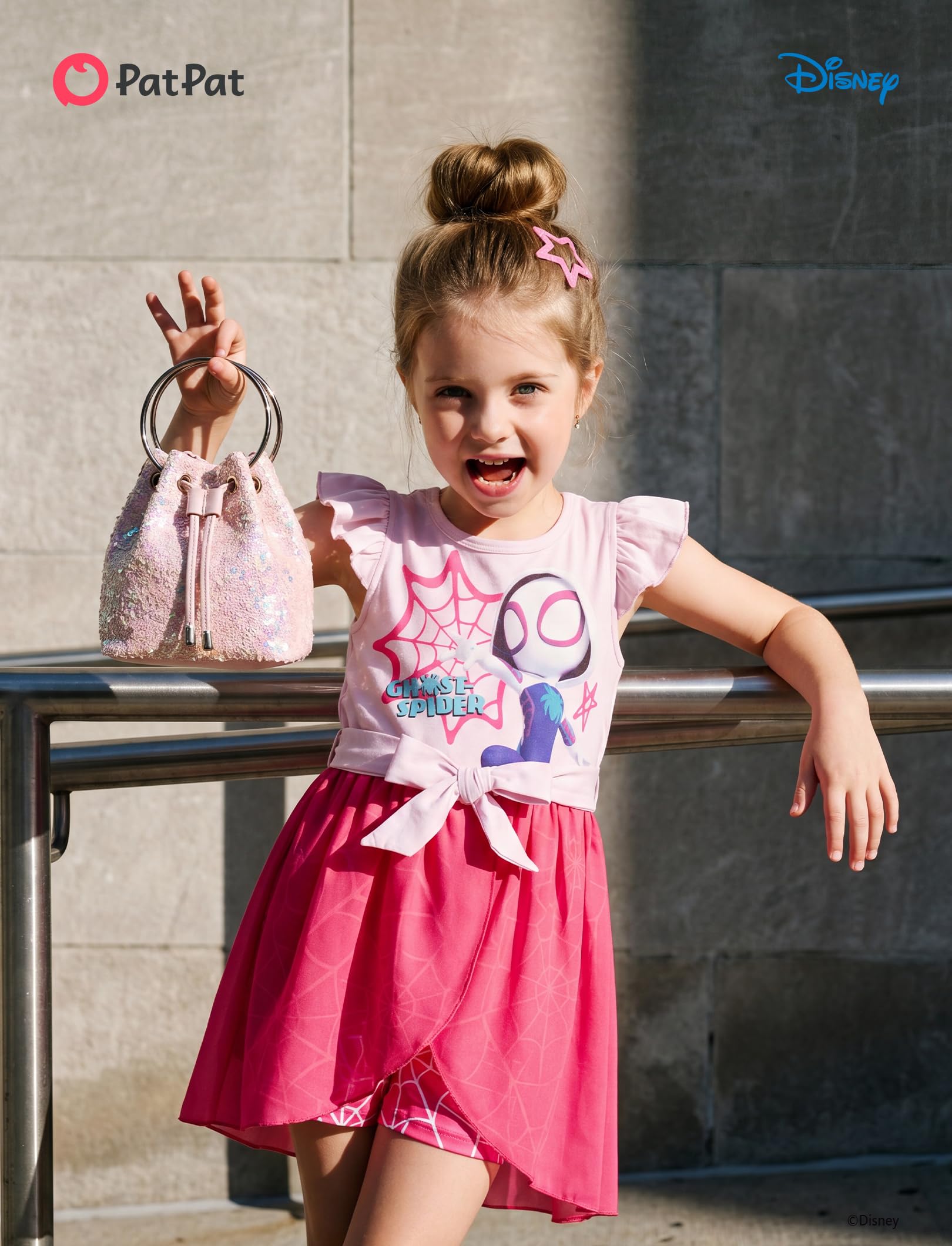 Disney Prinzessin Frozen Elsa Minnie Mouse Stitch Kleinkind Mädchen Strampler mit Rock Overlay Sommer Overall mit Schleife 2-6 Jahre