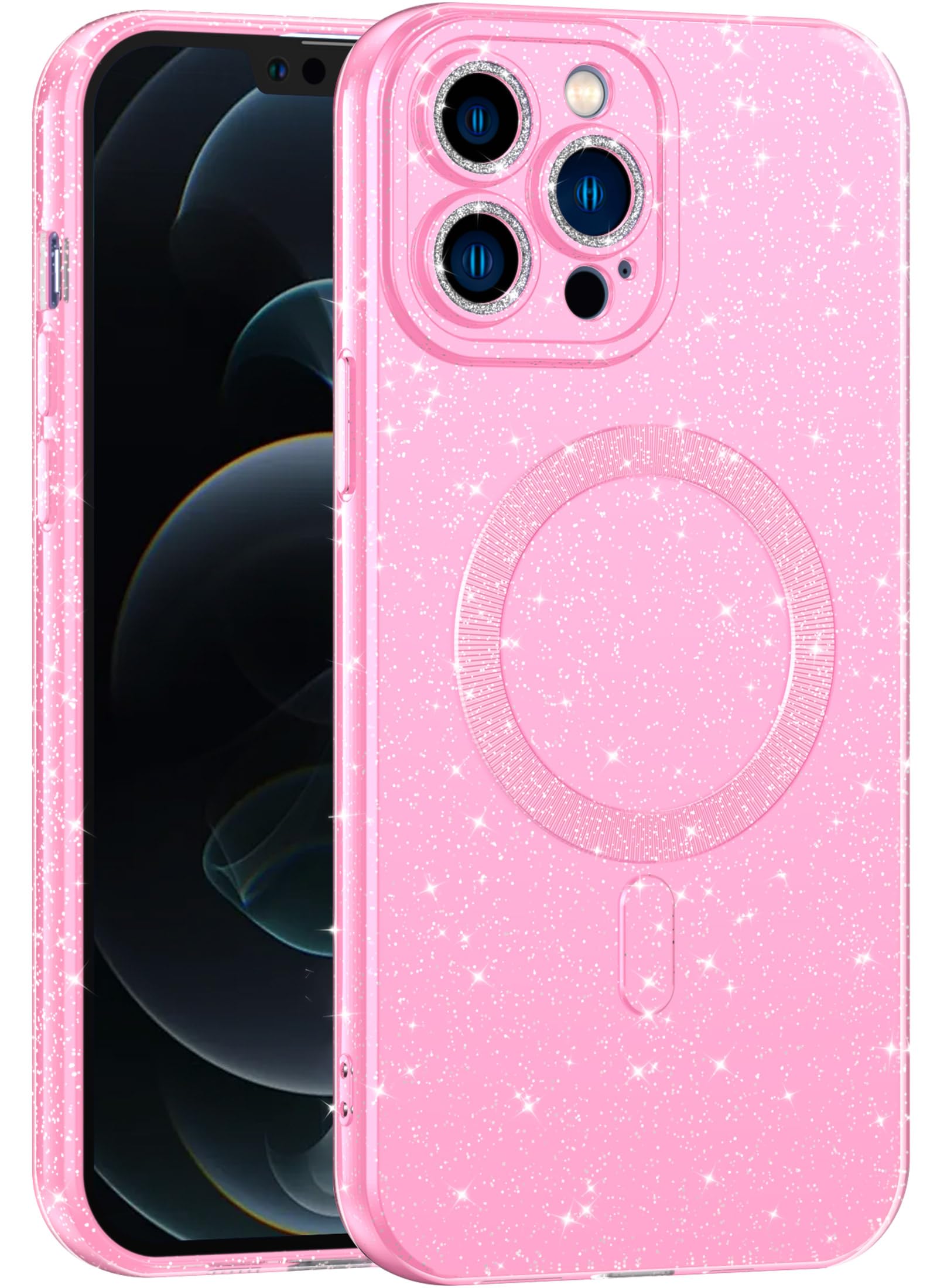 CUZMIGO for iPhone 12 Pro Case Glitter Magnetic Compatible with Magsafe, Sparkly Shiny Bling Phone Cases for Women Girls, ...