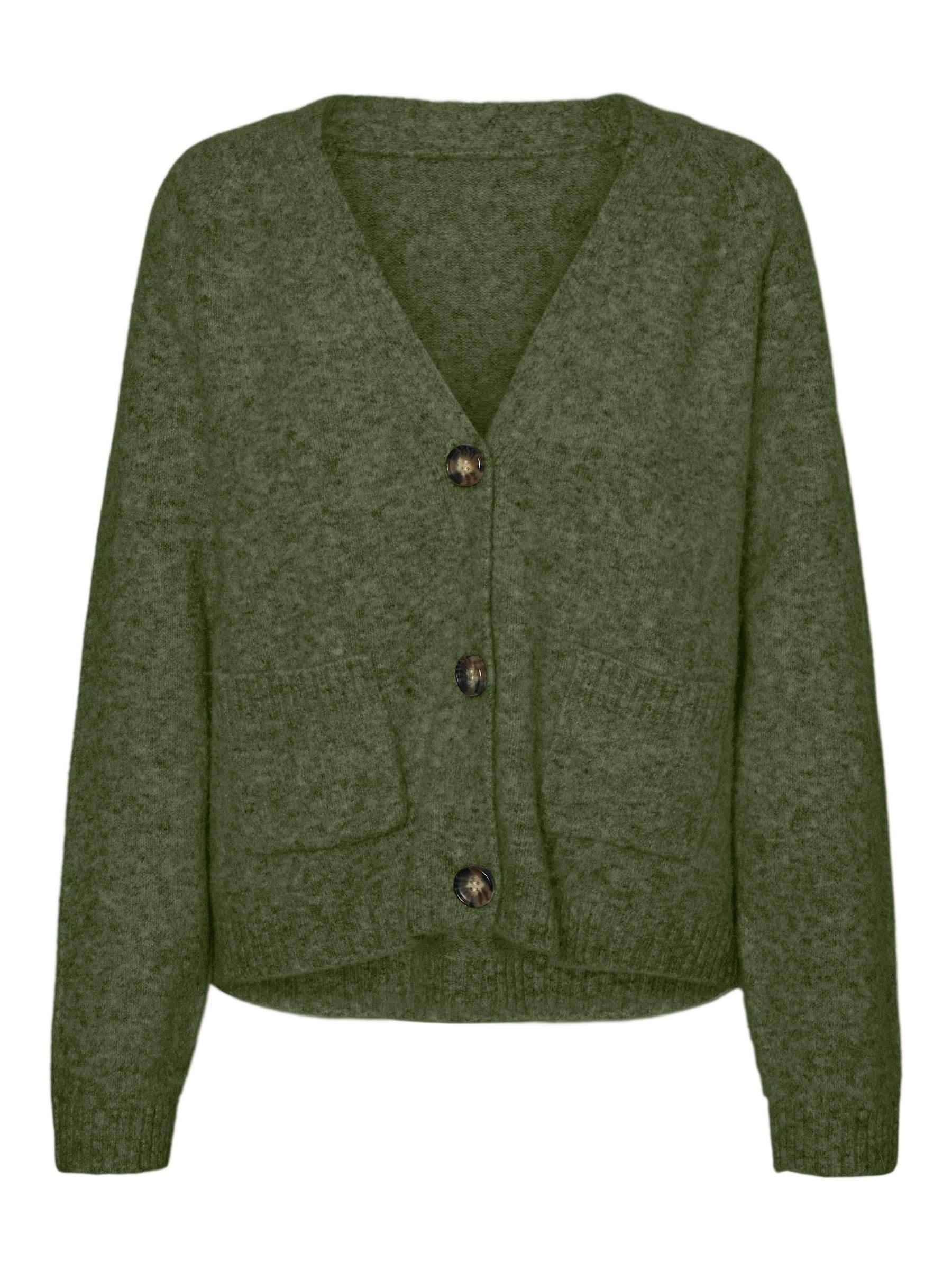 VERO Moda Womens Vmboom Ls V-Neck Button Noos Knit Cardigan, Cypress, M UK