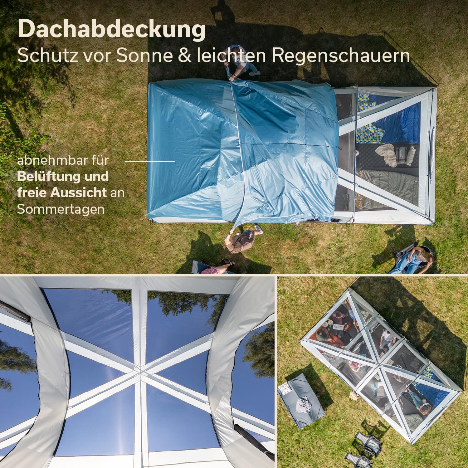 Skandika Tonsberg 5/10 Personen | Camping Zelt mit Single Skin, Meshdach, abnehmbarem Überzelt, Stehhöhe 2 m, eingenähtem Zeltboden, 4000 mm Wassersäule | Großes Familienzelt