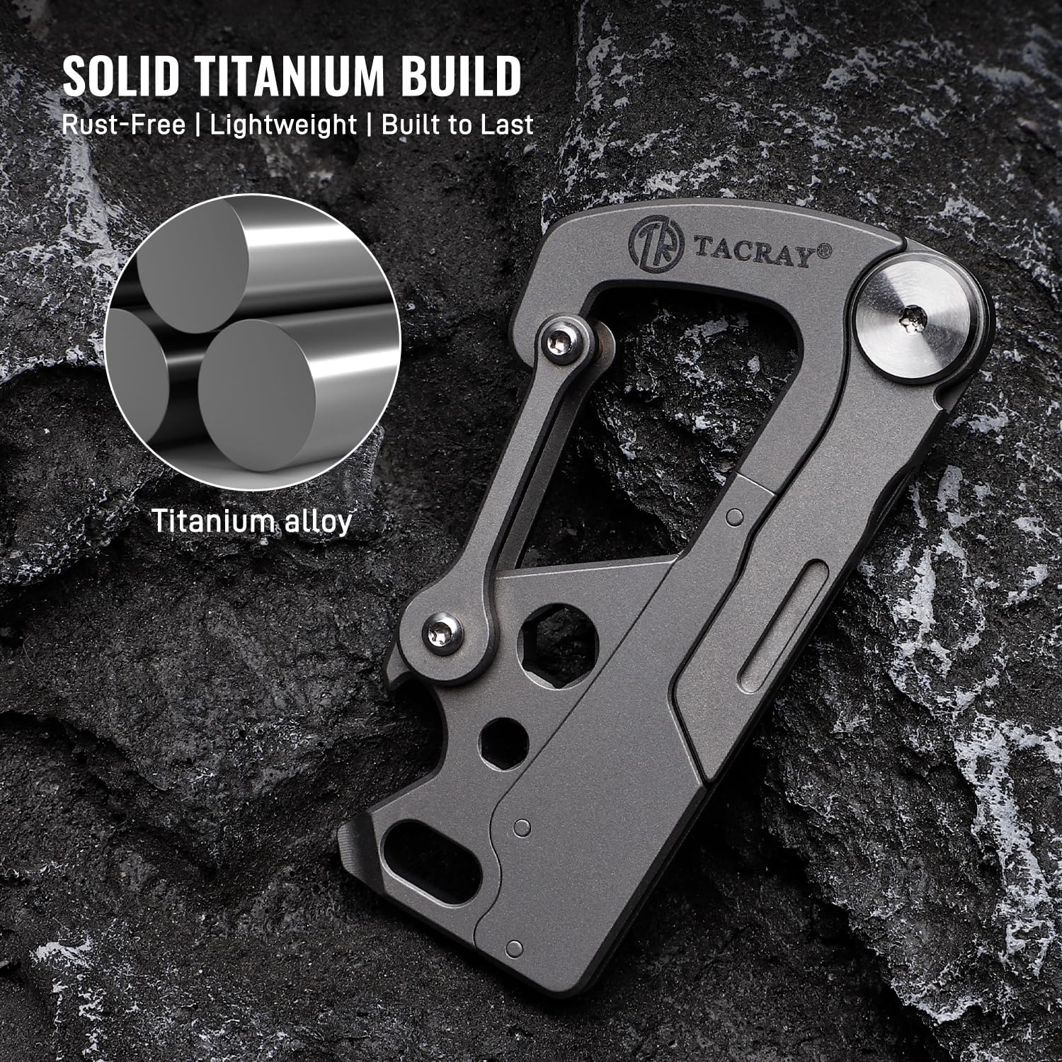 TACRAY Compact EDC Keychain Clip, Small Carabiner Keychain Holder, Anti-Lost Quick Released Backpack Hook with Multitool as Bottle Opener and Flat Screwdriver